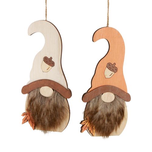 Article Pendentif Gnome décoration en bois nains d&#39;automne 21×10,5cm 4 pcs