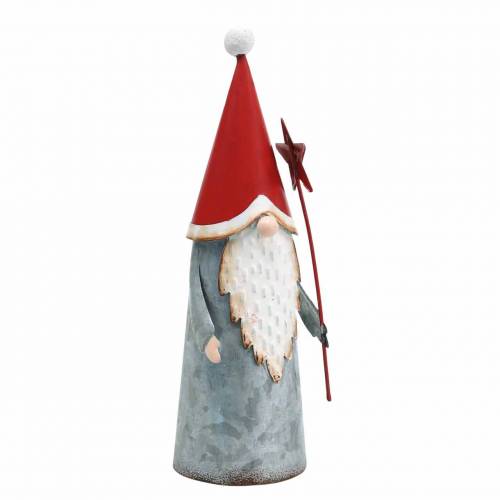 Floristik24 Lutin de Noël avec étoile 18cm rouge, métal gris 2pcs