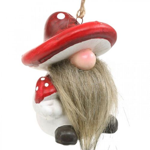 Floristik24 Nain décoratif en céramique à suspendre avec chapeau champignon rouge, blanc H8cm 4pcs