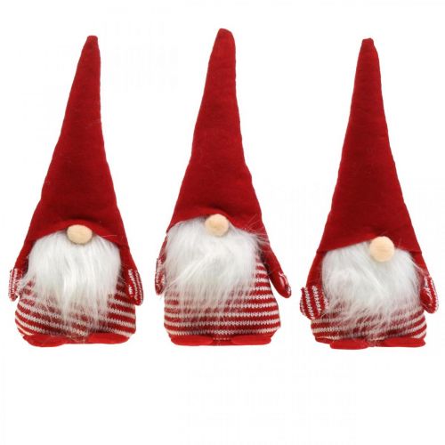 Floristik24 Nain à barbe, décoration de l&#39;Avent, nain décoratif H24cm L9cm 3pcs