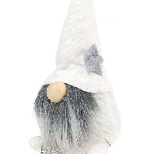 Article Gnome de Noël avec barbe blanche, grise 12cm 4pcs
