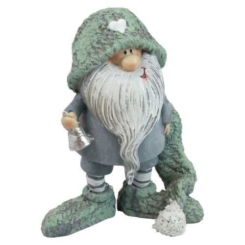 Gnome Figurine décorative de gnome de Noël gris vert 10,5×7×14cm