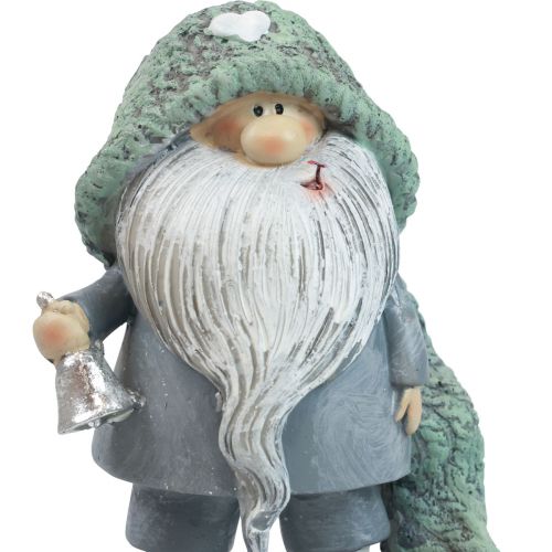 Floristik24 Gnome Figurine décorative de gnome de Noël gris vert 10,5×7×14cm