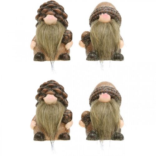 Nain décoratif cônes et glands en céramique Assortiment H10.5 / 12cm 4pcs