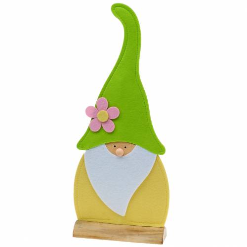 Gnome debout debout feutre vert, jaune, blanc, rose 33cm × 7cm H81cm pour vitrine