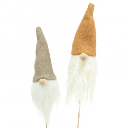 Floristik24 Tête de Gnome en plug gris, marron 20cm 4pcs