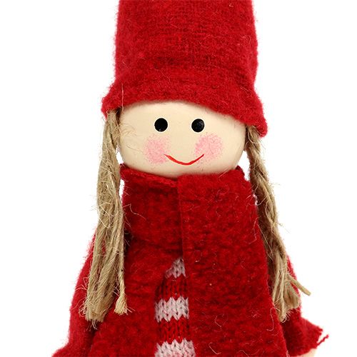 Floristik24 Gnome fille 12cm rouge, blanc 6pcs