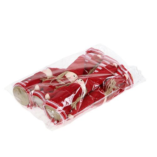 Floristik24 Gnome fille 12cm rouge, blanc 6pcs