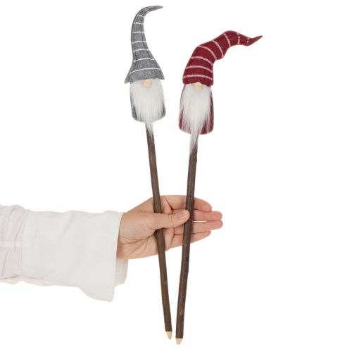 Figurine décorative de gnome avec chapeau rayé sur bâtonnet en bois, 46 cm, lot de 6 | Floristik24.be