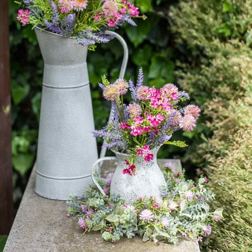 Floristik24 Couronne de prairie floquée de trèfle rose, vert Ø30cm