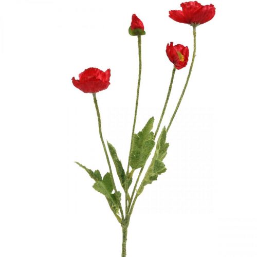 Coquelicot rouge artificiel avec 4 fleurs de coquelicot H60cm