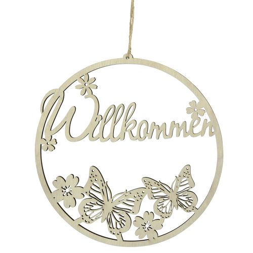 Article Panneau de bienvenue anneau décoratif en bois papillon Ø21,5cm 4 pièces