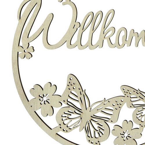 Article Panneau de bienvenue anneau décoratif en bois papillon Ø21,5cm 4 pièces