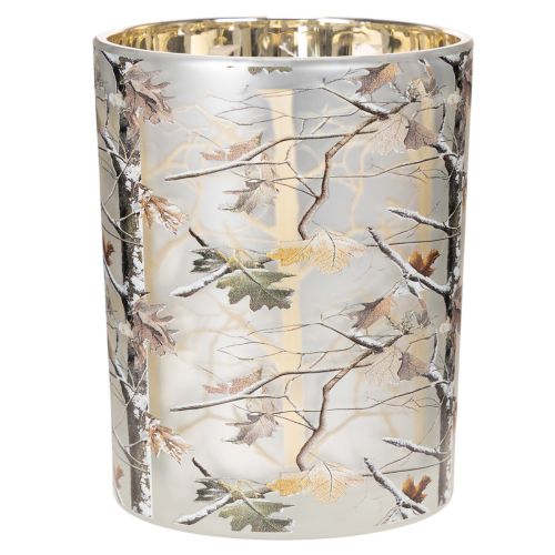 Lanterne en verre à motif de branches, intérieur doré, 12 cm | Floristik24.be