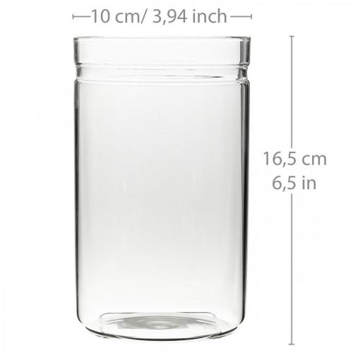 Article Vase fleuri, cylindre en verre, vase en verre rond Ø10cm H16.5cm