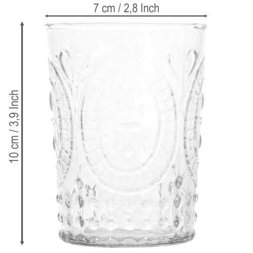 Lanterne tempête en verre, bougeoir, porte-bougie chauffe-plat, verre Ø7,5 cm H10 cm | Floristik24.be
