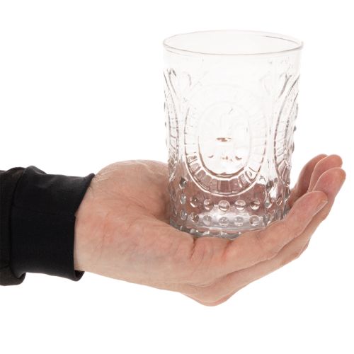 Lanterne tempête en verre, bougeoir, porte-bougie chauffe-plat, verre Ø7,5 cm H10 cm | Floristik24.be