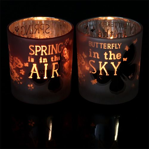Floristik24 Wind light verre rose Ø7.5cm H8cm 4pcs