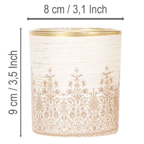 Porte-bougie chauffe-plat en verre à motif floral, Ø8 cm H9 cm, lot de 2 | Floristik24.be