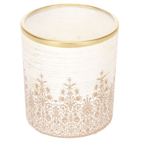 Porte-bougie chauffe-plat en verre à motif floral, Ø8 cm H9 cm, lot de 2 | Floristik24.be