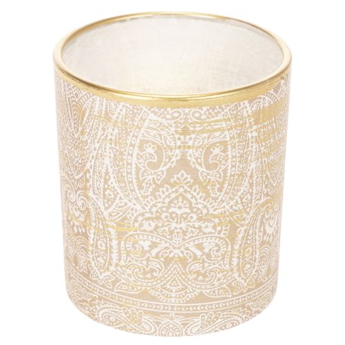 Porte-bougie chauffe-plat en verre à motif cachemire, Ø8 cm, H9 cm, lot de 2 | Floristik24.be