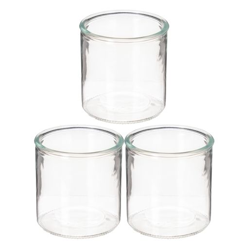Vase cylindrique en verre transparent et polyvalent, 10 cm, lot de 3. | Floristik24.be