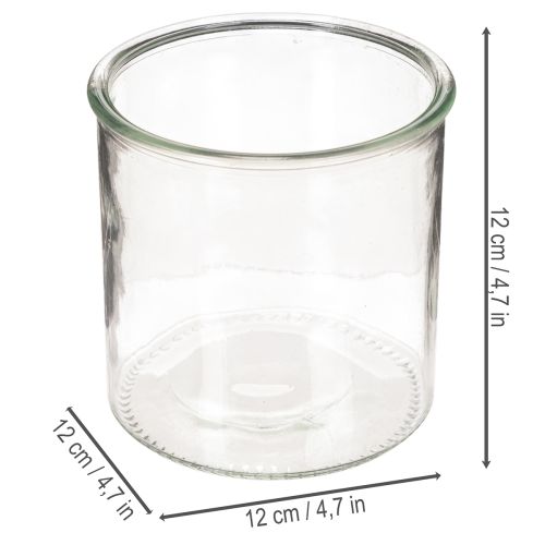 Porte-bougie chauffe-plat en verre, rond, verre transparent, polyvalent, 12 cm, lot de 2 | Floristik24.be