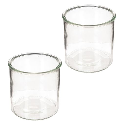 Porte-bougie chauffe-plat en verre, rond, verre transparent, polyvalent, 12 cm, lot de 2 | Floristik24.be