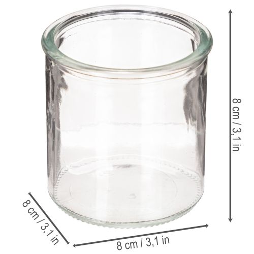 Photophore rond en verre transparent, 8 cm, lot de 3 | Floristik24.be