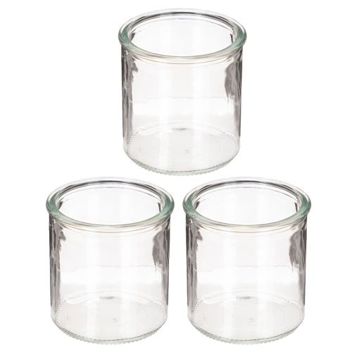 Photophore rond en verre transparent, 8 cm, lot de 3 | Floristik24.be