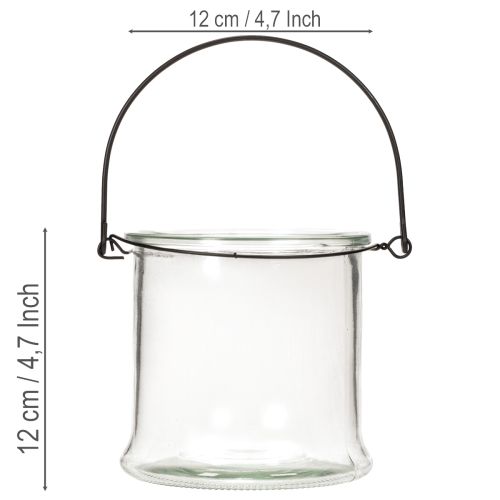 Lanterne suspendue en verre Ø12cm H12,5cm (lot de 2) | Floristik24.be
