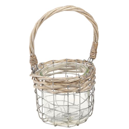 Article Lanterne suspendue décoration métal verre saule Ø13cm H12cm 2pcs