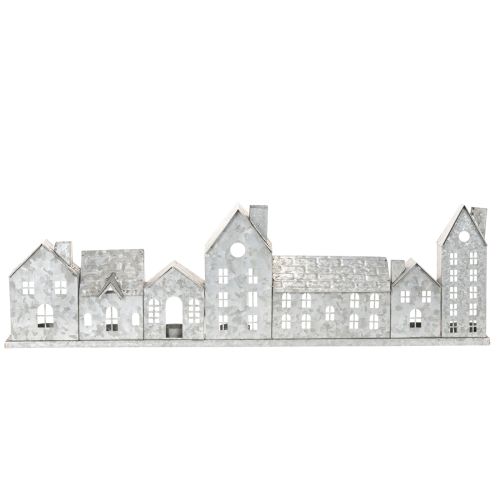 Rangée décorative de maisons avec porte-bougies chauffe-plat, décoration de l'Avent, 68 cm