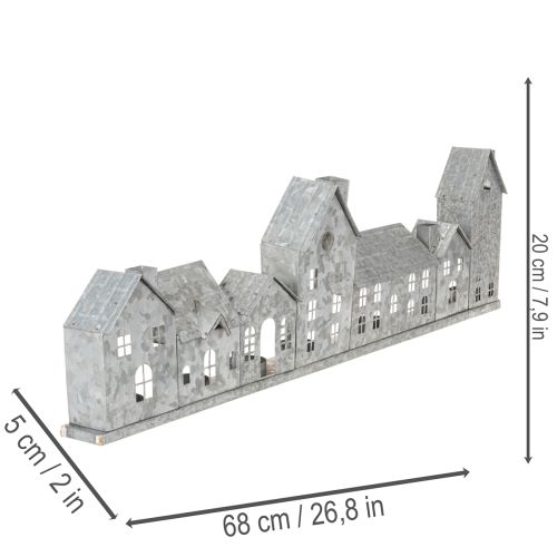 Rangée décorative de maisons avec porte-bougies chauffe-plat, décoration de l'Avent, 68 cm | Floristik24.be