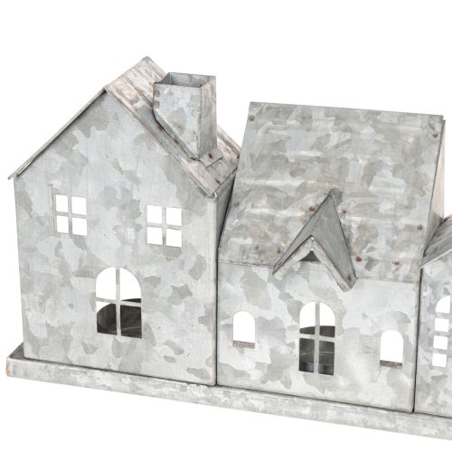 Rangée décorative de maisons avec porte-bougies chauffe-plat, décoration de l'Avent, 68 cm | Floristik24.be