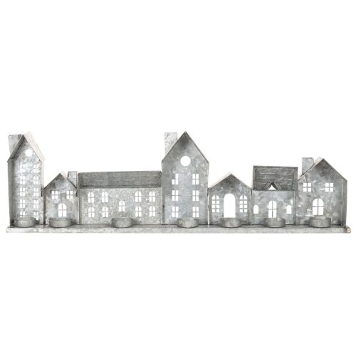 Rangée décorative de maisons avec porte-bougies chauffe-plat, décoration de l'Avent, 68 cm | Floristik24.be