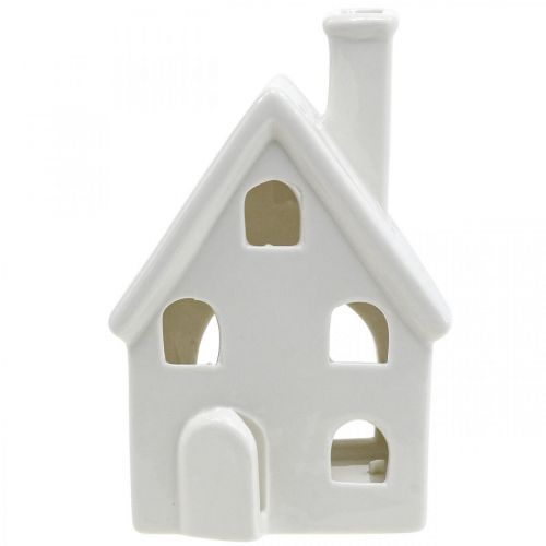 Article Lanterne Maison Céramique Lumineuse Avent Blanc H14cm 2 pcs