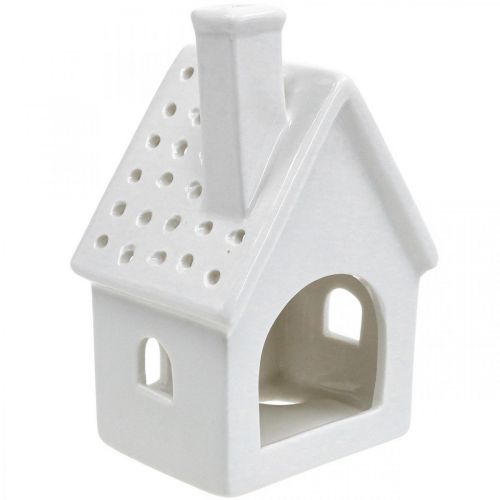 Article Lanterne Maison Céramique Lumineuse Avent Blanc H14cm 2 pcs