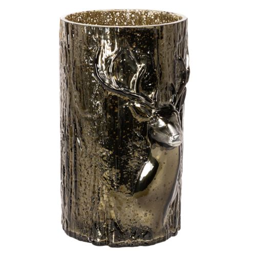 Porte-bougie chauffe-plat en verre orné de reliefs de tête de cerf et d'arbre, décoration hivernale, 26 cm acheter | Floristik24.be