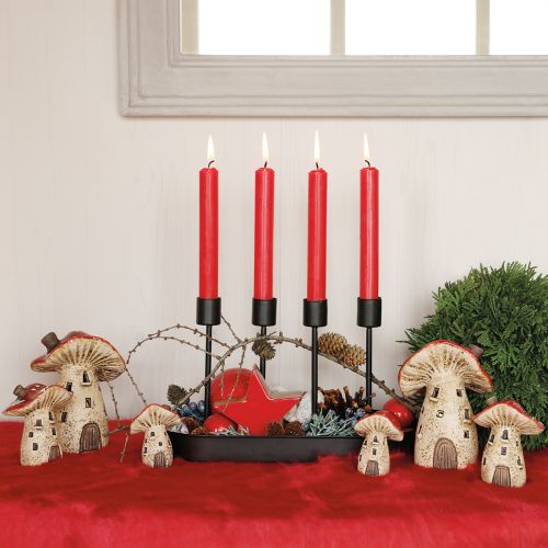 Lanterne en céramique champignons décoration automne H12,5/14cm 2 pcs