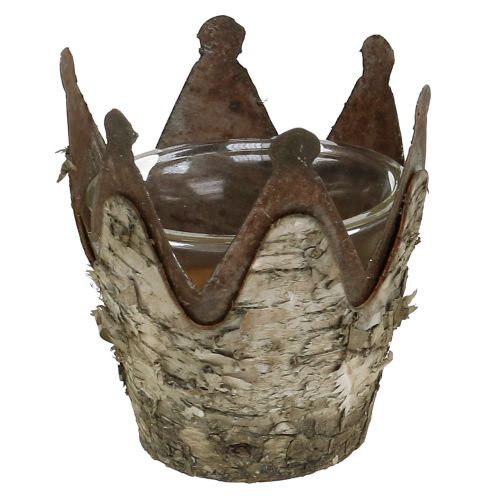 Floristik24 Couronne de lanterne bouleau et métal Ø7cm H7.5cm 3pcs