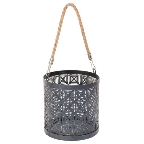 Porte-bougie chauffe-plat en métal, lanterne décorative avec poignée, anthracite, Ø16cm, 2 pièces acheter | Floristik24.be