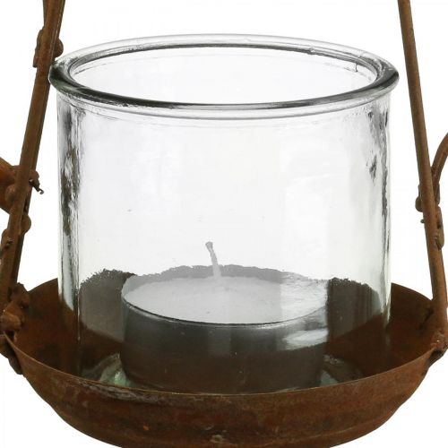 Floristik24 Lanterne métal verre théière décor patiné Ø15cm H26cm