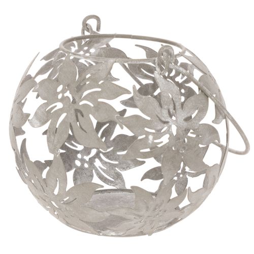 Lanterne décorative suspendue Windlight en métal gris Ø14cm H13cm | Floristik24.be
