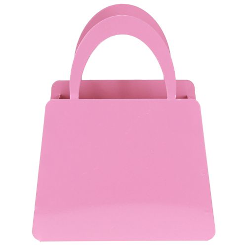 Article Lanterne sac en métal avec insert en verre coeur rose H26cm