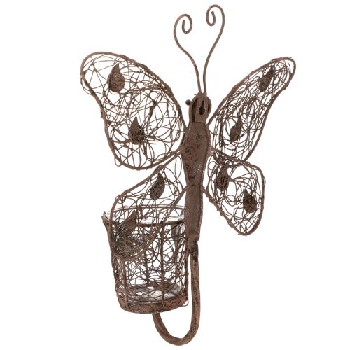 Lanterne en métal, décoration murale, papillon, finition rouille, 36,5 cm | Floristik24.be