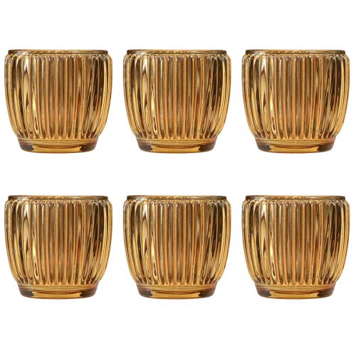 Article Lanterne Orange Bougeoir Verre Rétro Ø7cm H7cm 6 pcs