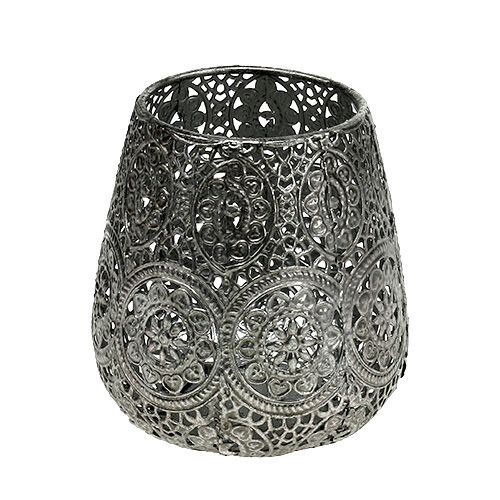 Floristik24 Photophore Argent Ø12cm H13cm 1pcCandle jar