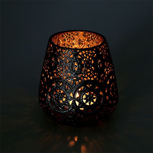 Floristik24 Photophore Argent Ø12cm H13cm 1pcCandle jar