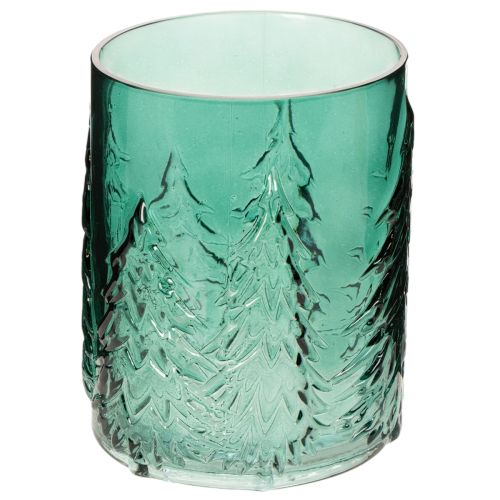 Porte-bougie chauffe-plat en verre orné de sapins en relief, décoration de Noël, 16 cm acheter | Floristik24.be